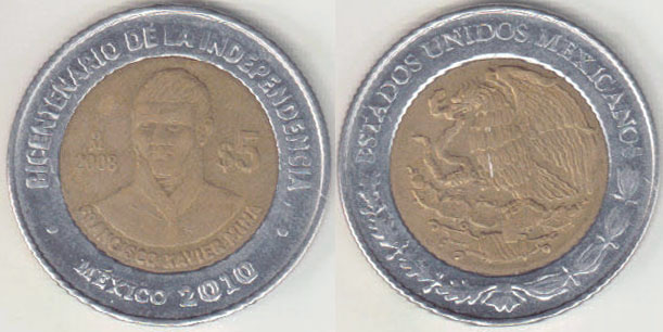 2008 Mexico 5 Pesos (Mina) Unc A005548
